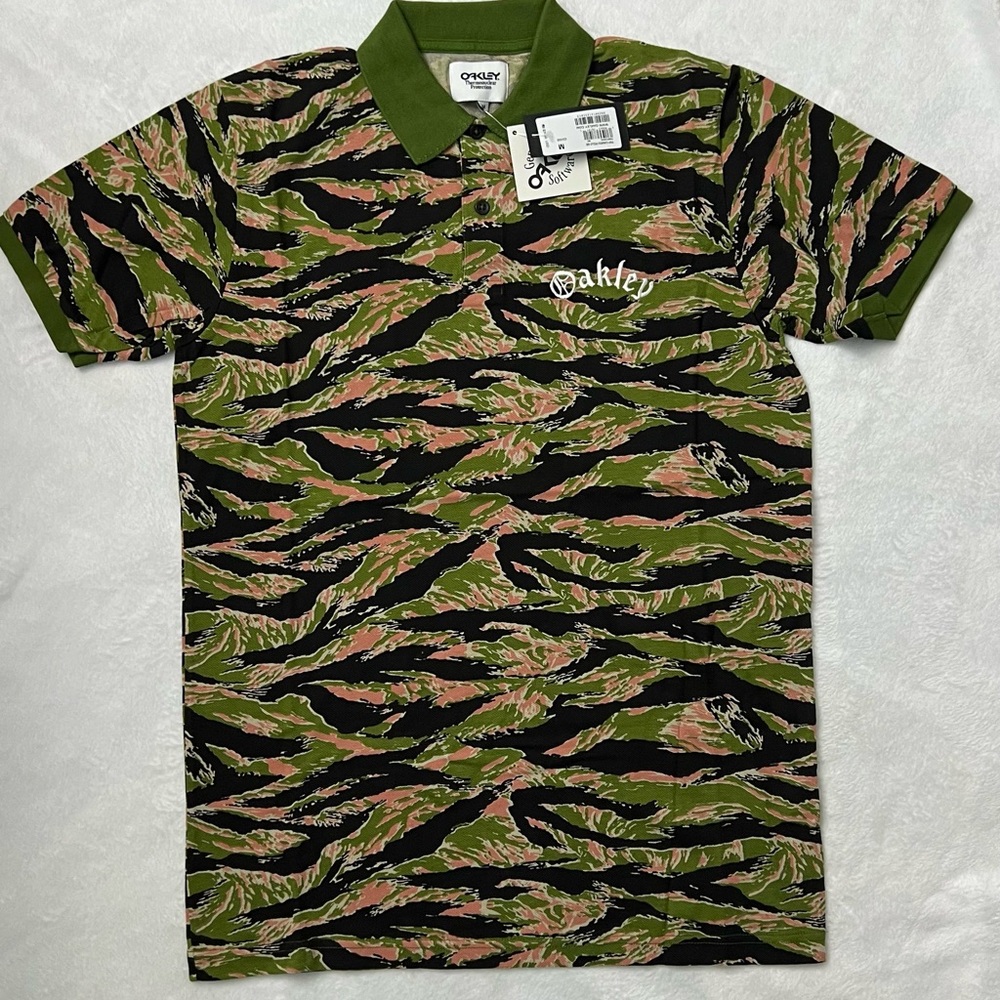 Oakley Men's Olive & Black Camo-Print Polo Size M